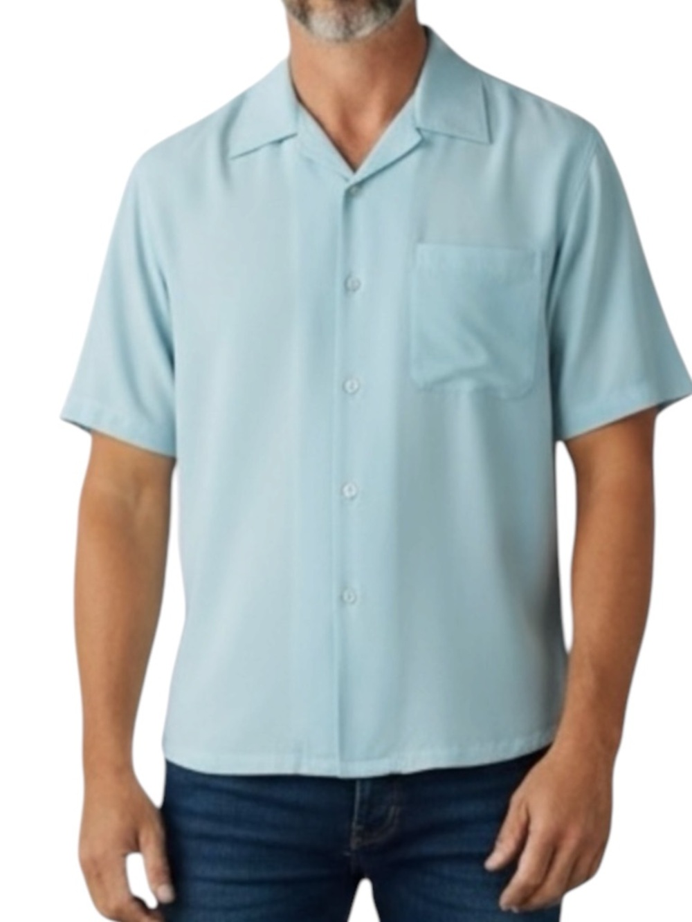 TOMMY BAHAMA Men's 100% Silk Short Sleeve Shirt in Light Blue Size XXL -- Travel